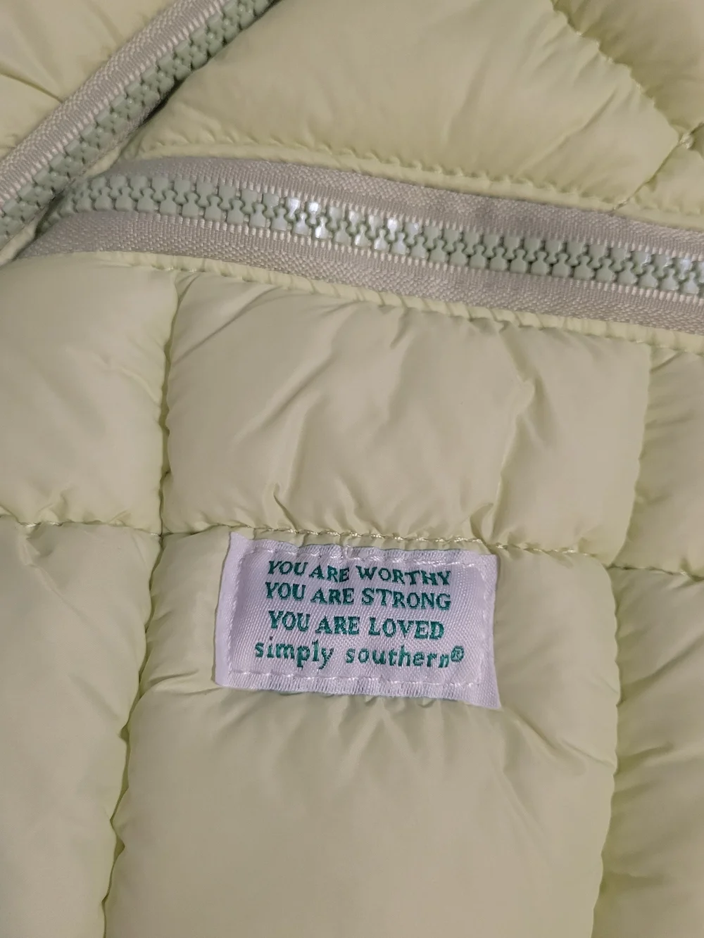 Simply Southern Light Green Quilted Sling Backpack